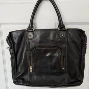 Liz Claiborne Black Leather Attaché Bag